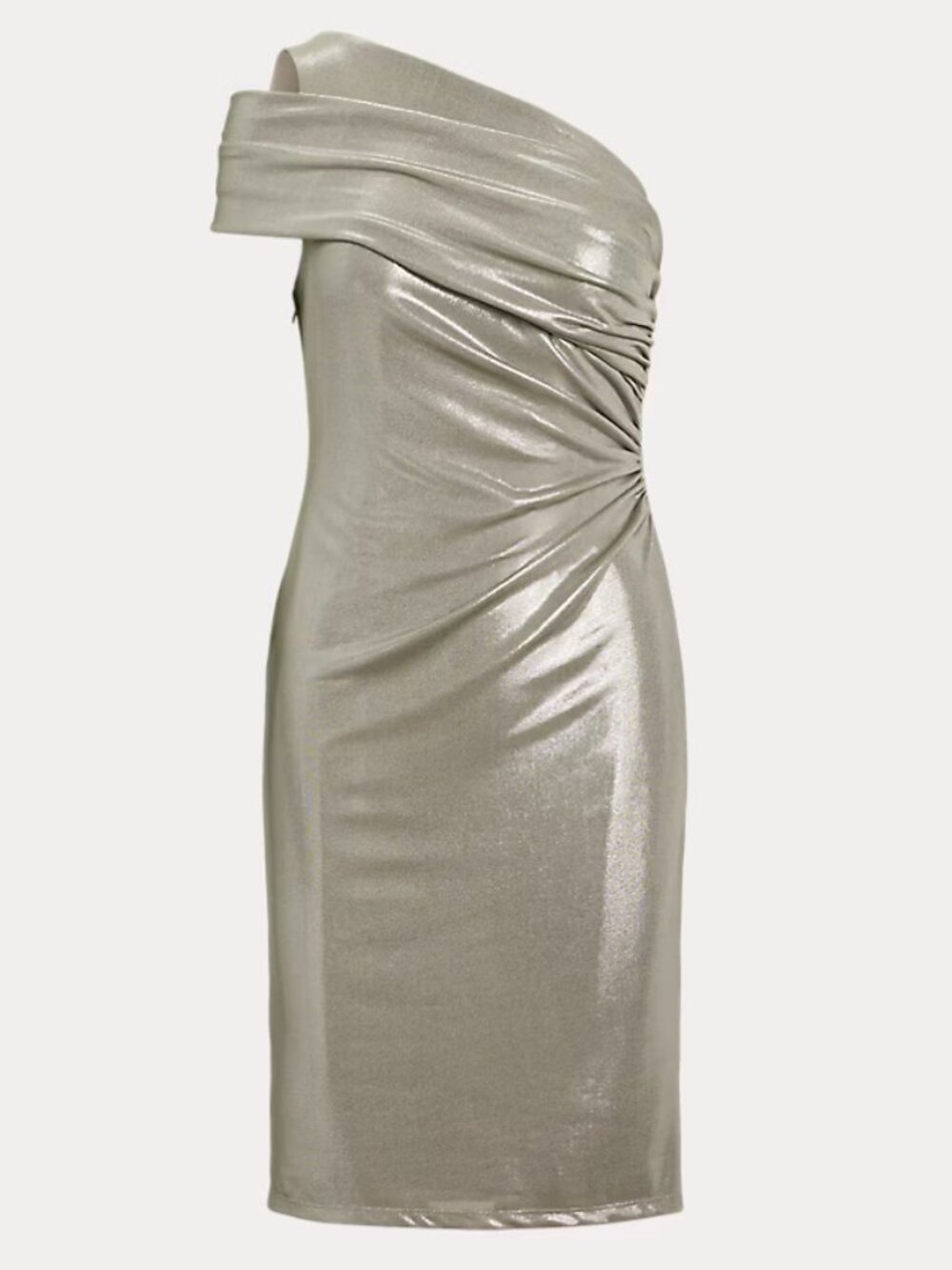 Ralph Lauren Metallic One-Shoulder Cocktail Dress Size 8 MSRP $225
